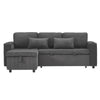 L Shaped 3 Seater Sofa Convertible Sofa Bed with Storage Chaise Corduroy Grey