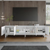 TV Stand 169cm TV Unit Cabinet Storage Sideboard White Wave-Shaped Doors Modern