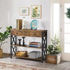 Industrial Console Table with Drawer Metal Frame, Vintage Sofa Table with 2 Open
