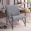 Linen Armchair Metal Legs Accent Tub Chair Occasional Chair Wingback Lounge Sofa