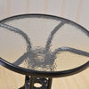Tempered Glass Top Garden Table Outdoor Patio Dining Coffee Table Metal Frame