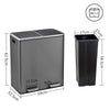 Dual/Tri Step Stainless Steel Double Bucket Trash Can Rubbish Pedal Bin