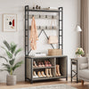 Industrial Coat Rack Stand With Shoe Rack ＆ 8 Hooks Hangers Storage Cabinet