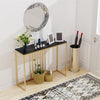Marble Kitchen Breakfast Bar Table Counter Dining Table High Desk w/ Metal Frame