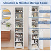 Living Room Freestanding Storage Cabinet w/5 Adjustable Shelves-White