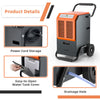 63L Portable Commercial Grade Dehumidifier Industrial Dehumidifier w/ Wheels