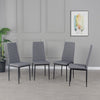 4 PCS Grey Linen Fabric Dining Chairs Set Padded Seat High Back Home Furniture