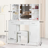 Large Dressing Table Vanity Makeup Desk Set with LED Mirror + Stool + 3 Drawers
