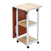 Mobile Sofa Bed Side Table 3 Tier Storage Shelf Folding Overbed Tray Laptop Desk