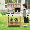 2-In-1 Wooden Mud Kitchen Double-Sided Kids Kitchen Playset w/ Canopy