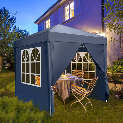 2x2m Outdoor Pop Up Gazebo Garden Marquee Party Tent Canopy 4 Side Panels Blue