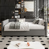 Daybed Linen Upholstered Bed 3ft Single Bed Frame with Trundle Bed Guest Bed