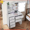 Bedroom Dressing Table Mirror with Lights Stool Makeup Vanity Set Desk，6 Drawers