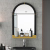 Vintage Frame Arched Wall Accent Mirror with Gold Shelf Bathroom Vanity Mirror