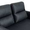 Black Ergonomics 2 Seater Sofa Modern High Back Fabric Couch Wood Legs 2 Pockets