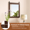 Decorative Vanity Mirror Wall Mounted Rustic Mirror w/ Solid Wood Frame Brown