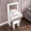 Vanity Dressing Table Stool Set Makeup Mirror/Drawers/Dimmabl 3 Colors LED Light