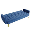 Modern Luxury Velvet Sofa Bed Blue 3 Seater Nonwoven Contrast Gold Metal Legs