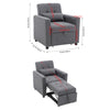 Convertible Sleeper Chair Linen Futon Sofa Bed Small Couch Adjustable Backrest