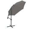 3M Banana Parasol Sun Shade Patio Hanging Umbrella Cantilever Garden Grey