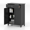 Bathroom Floor Cabinet Freestanding Storage Organizer w/2 Doors-Black