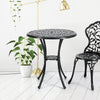 68cm Round Garden Dining Table with Parasol Hole Cast Aluminium for 2-4 Person