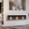 Bio Ethanol Fireplace Biofire Fire 1400 x 400mm /GLASS Inset/Wall Mounted Silver