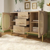 Sideboard Cabinet Wooden Rattan 2 Doors 3 Drawers Cupboard Storage Furniture