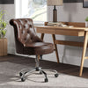 Accent Brown Swivel Office Chair PU Leather Computer Desk Task Chair for Home