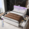 NEW STORAGE UPHOLSTERED BED FRAME 4FT6 DOUBLE WITH USB PORT & LIGHT,4 DRAWER