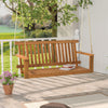 Acacia Wood Porch Swing 2-Person Patio Hanging Chair Outdoor Hanging Swing Bench