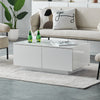 High Gloss Coffee Table White LED with 4 Drawers 16 Colors Adjustable Modern