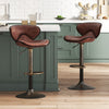 Height-adjustable Bar Stools Set of 2 w/ Backrest & Metal Frame