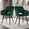 Set of 2 Armchairs Dining Chairs with Arms Velvet PU Faux Leather Chairs Kitchen