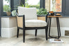 RATTAN ARMCHAIR JAPANDI STYLE SIDE CHAIR WOODEN FRAME BOUCLE SEAT