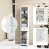 Freestanding Bathroom Storage Cabinet with 3 Open Shelves & Door Cabinet White