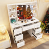Vanity Makeup Table Set with 10LED Lights Mirror 7 Drawers Dressing Desk & Stool