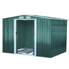 10x8 ft Large Galvanized Steel Shed Garden Tool Shed Outdoor Storage Shed w/Base
