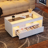 High Gloss Coffee Table Centre Table With LED Light Open Storage Glass Tabletop