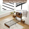 Single Size Heavy Duty Metal Platform Bed with Storage Headboard