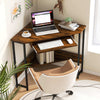 Corner Desk Small Computer Desk with Power Outlets & Keyboard Tray