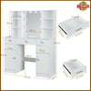 Dressing Table Makeup Desk With Mirror 10 LED Drawers Stool Vanity Set Bedroom