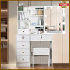 Dressing Table Makeup Desk With Slid Mirror 6 Drawers Stool Vanity Set Bedroom