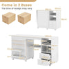 Portable Rolling Sewing Cabinet Craft Table with Lockable Casters-White