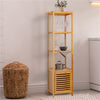 Tall Bamboo Bathroom Storage Cabinet Unit Cupboard with 3 Open Shelves