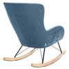 High Back Rocking Armchair Sofa Velvet Linen Solid Wood Swing Lounge Chair Seat