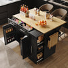 Kitchen Island Rolling Cart with Drop Leaf Tabletop, Storage Drawers & Cabinet