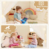 3-4 Kids Large Play Tent House Kids Play Tent w/Star Lights-Beige