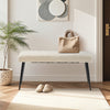 End of Bed Bench Upholstered Foot Stool Linen-Touch Ottoman Cream