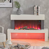 White Wall Mounted Log Fireplace Suite Electric Fire Decor Flame Glass 37''-52''